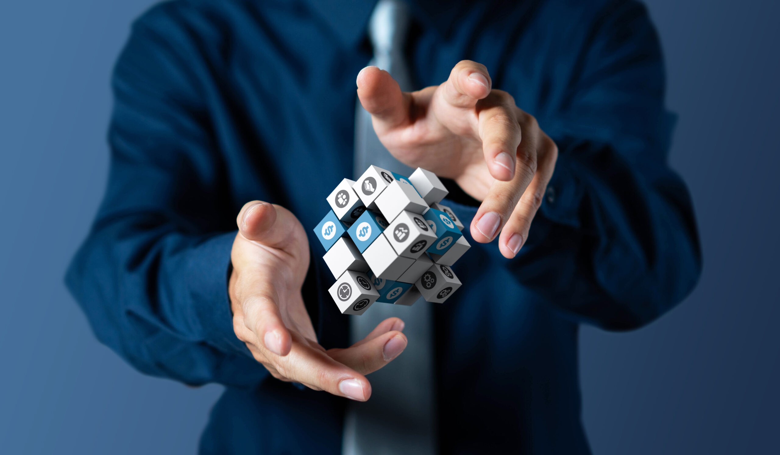 Businessman control management 3d icon of business for success